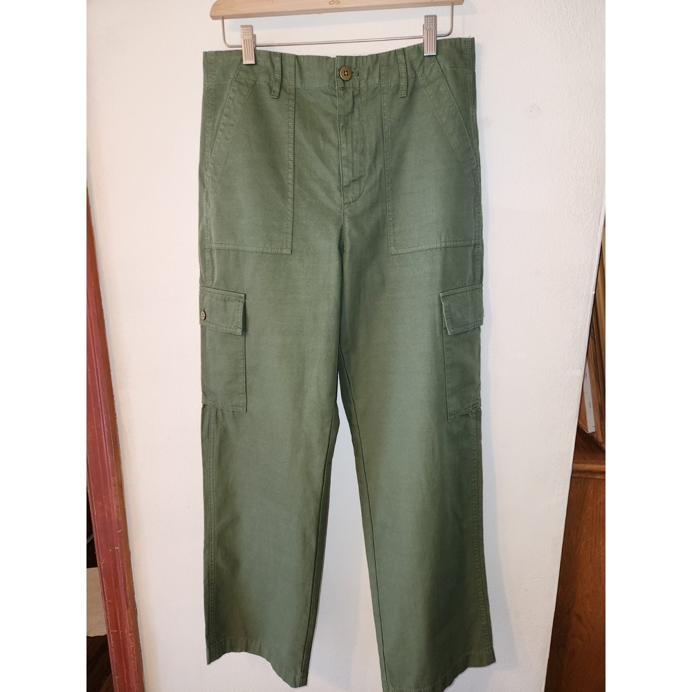 NWT J Crew Relaxed Fit Straight Leg Cargo Pant 28 6 Women's Olive 100% Cotton